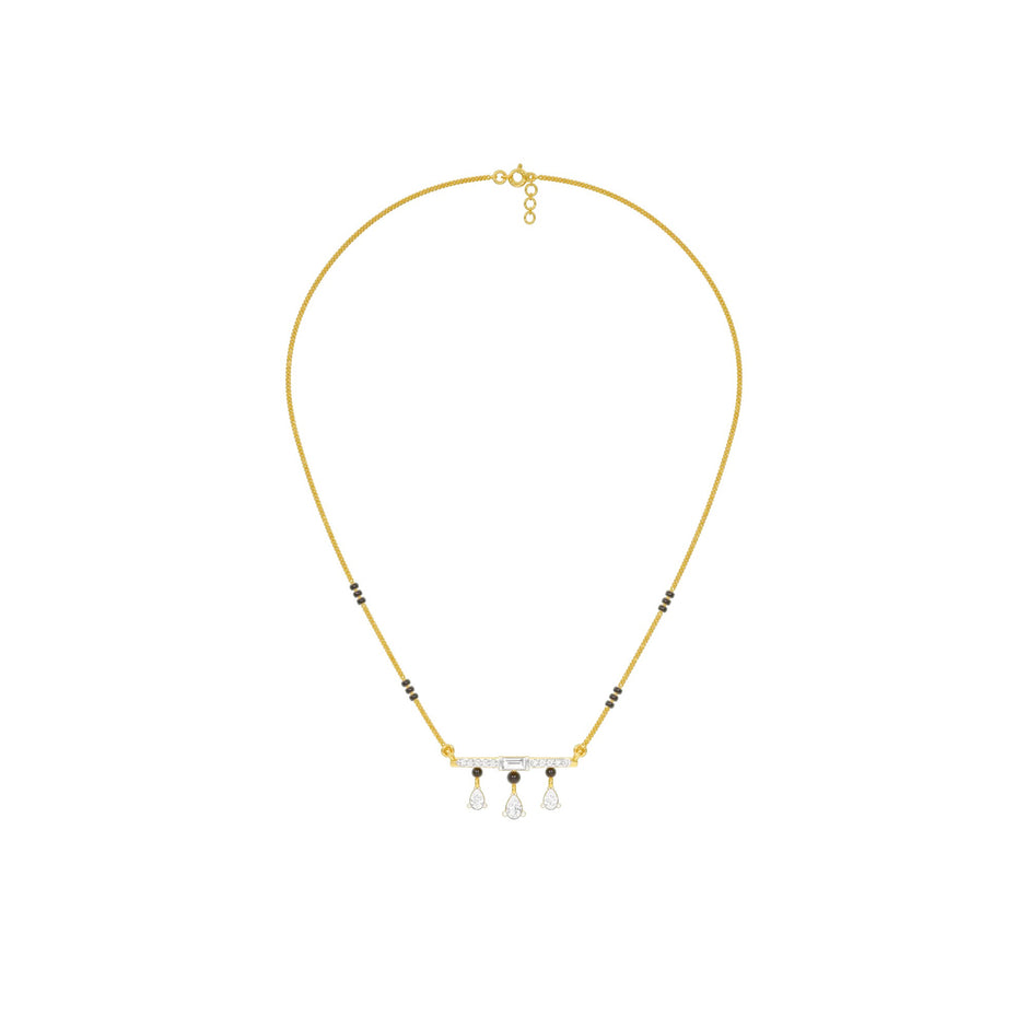 Modern Bar & Drop Diamond Mangalsutra 9 KT / Yellow Gold
