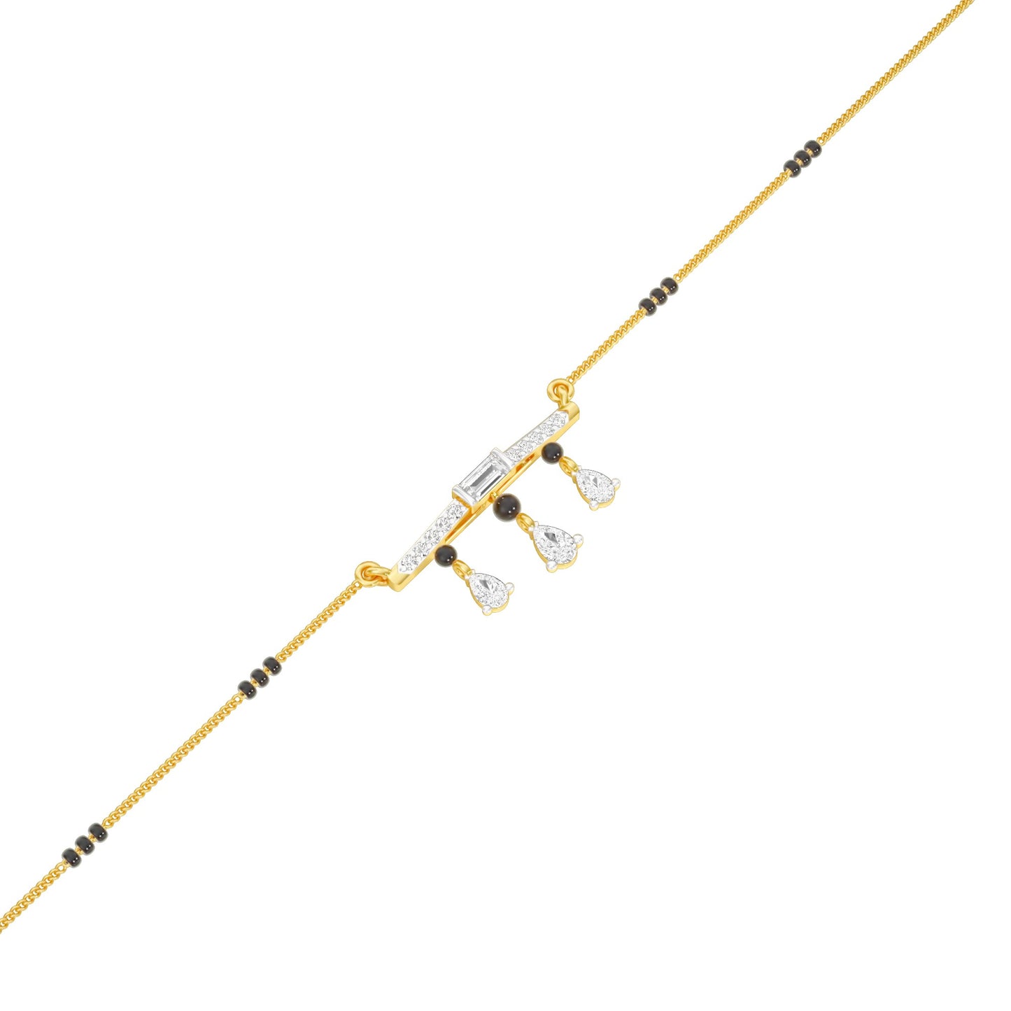 Modern Bar & Drop Diamond Mangalsutra 9 KT / Yellow Gold