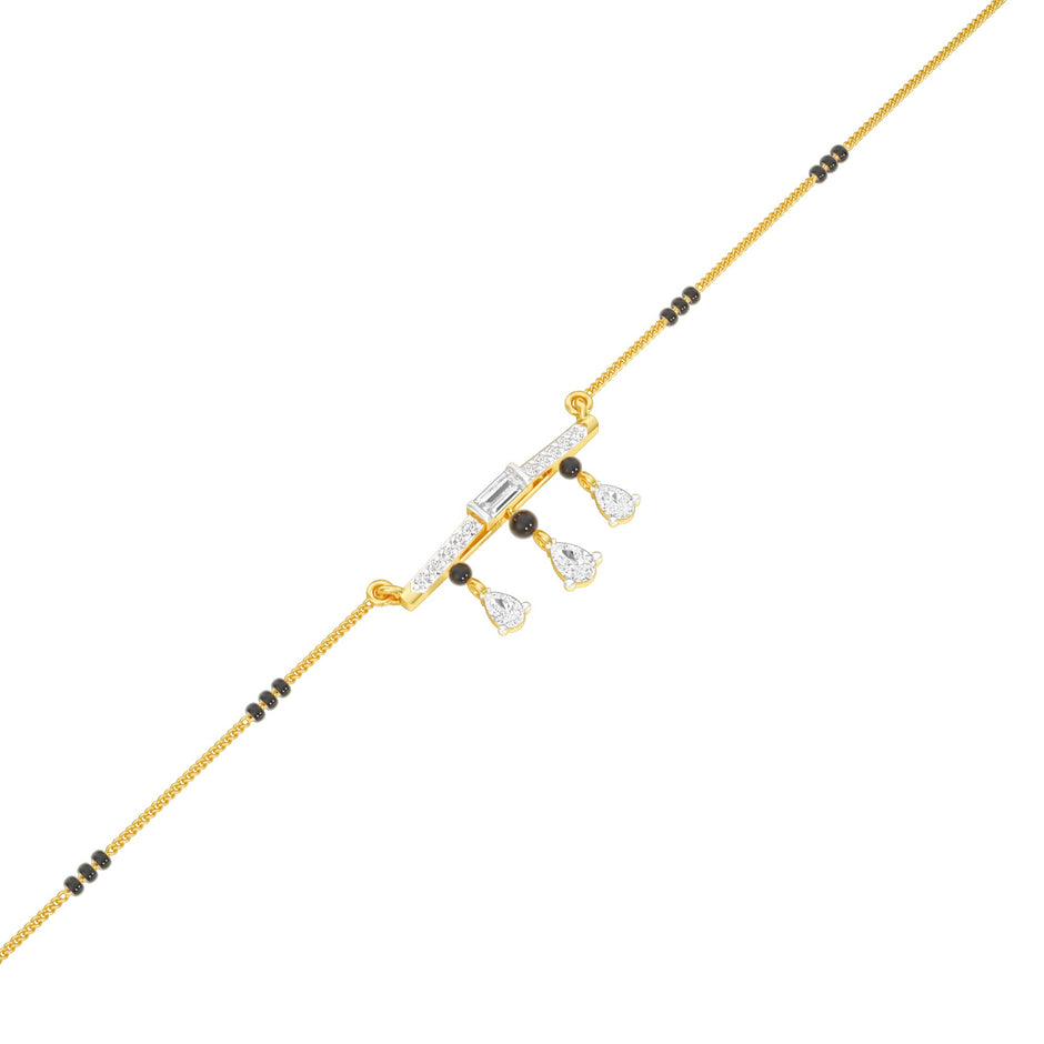 Modern Bar & Drop Diamond Mangalsutra 9 KT / Yellow Gold