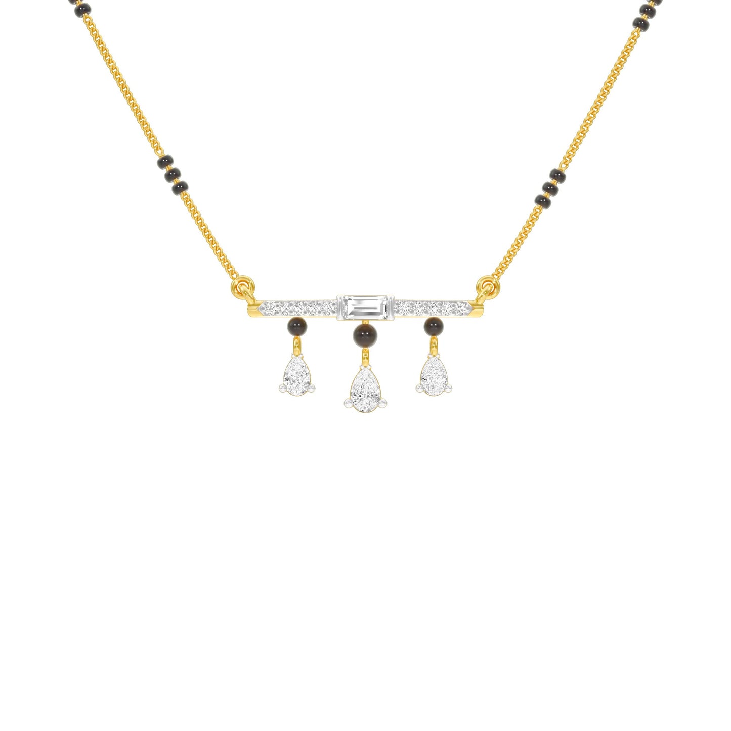 Modern Bar & Drop Diamond Mangalsutra 9 KT / Yellow Gold
