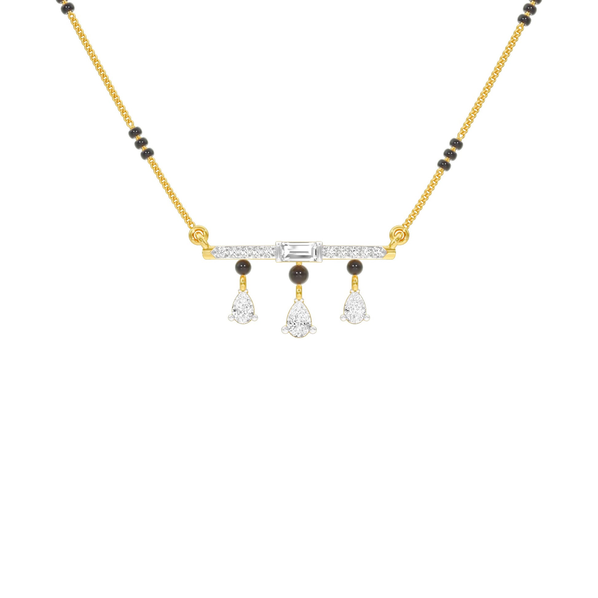 Modern Bar & Drop Diamond Mangalsutra 9 KT / Yellow Gold