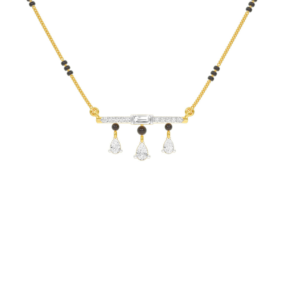 Modern Bar & Drop Diamond Mangalsutra 9 KT / Yellow Gold