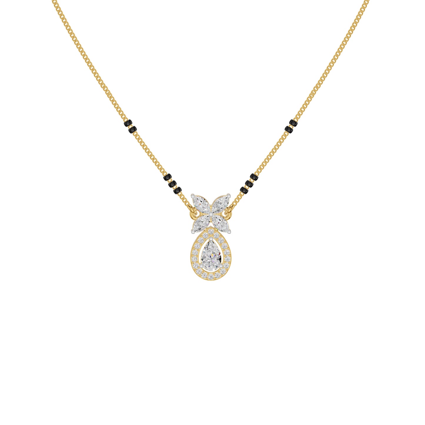 Stunning Flora Diamond Mangalsutra 18 KT / Yellow Gold
