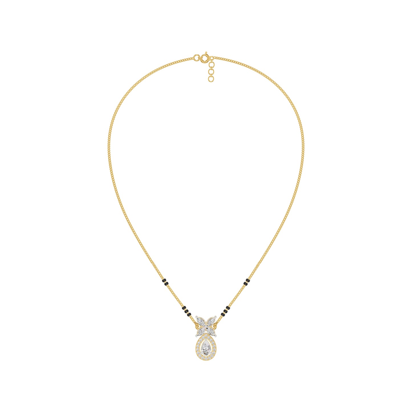 Stunning Flora Diamond Mangalsutra 18 KT / Yellow Gold