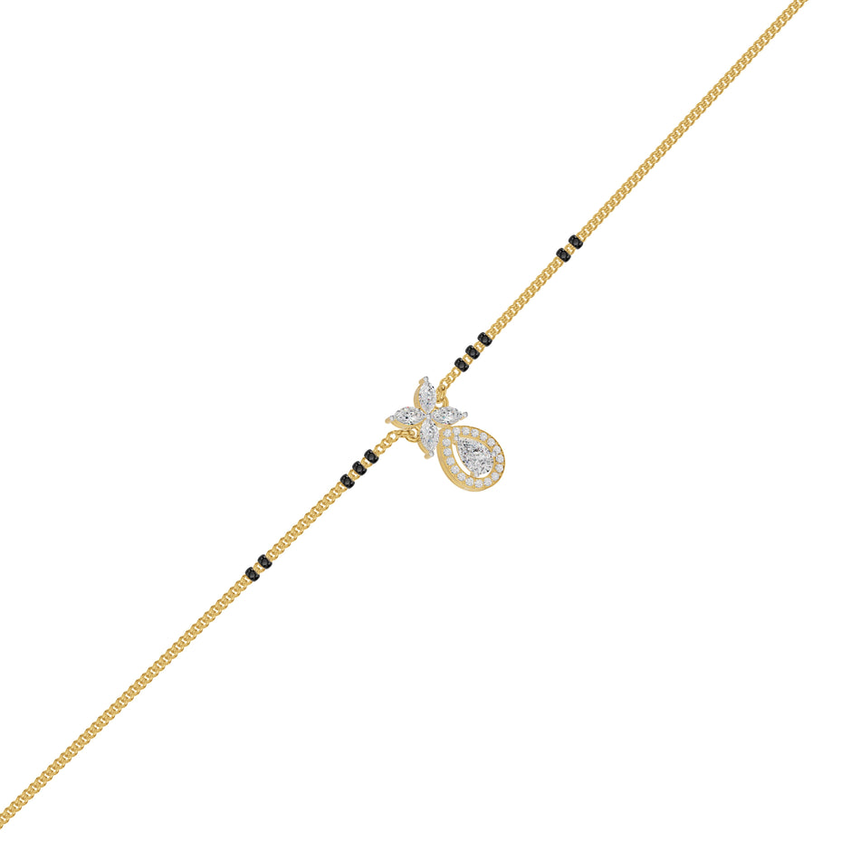 Stunning Flora Diamond Mangalsutra 18 KT / Yellow Gold