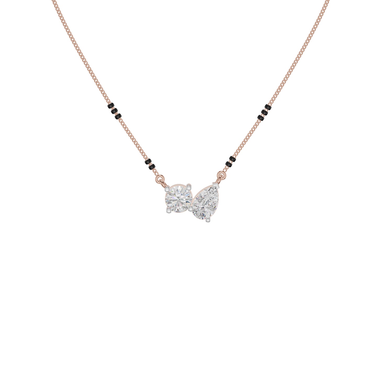 Pear & Round Solitaire Diamond Mangalsutra