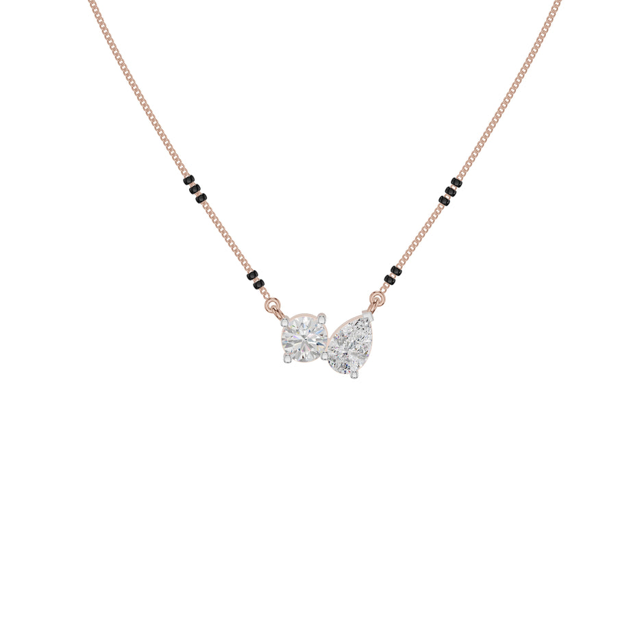 Pear & Round Solitaire Diamond Mangalsutra