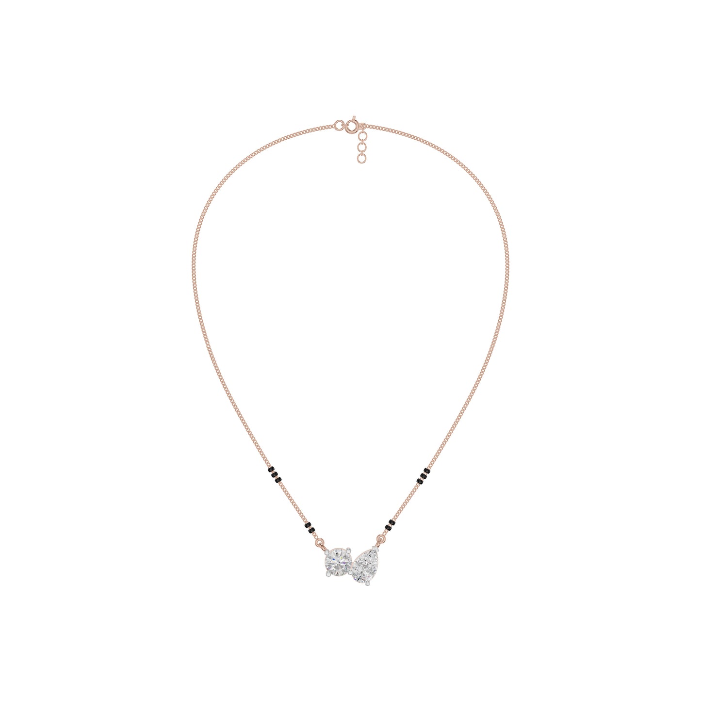 Pear & Round Solitaire Diamond Mangalsutra