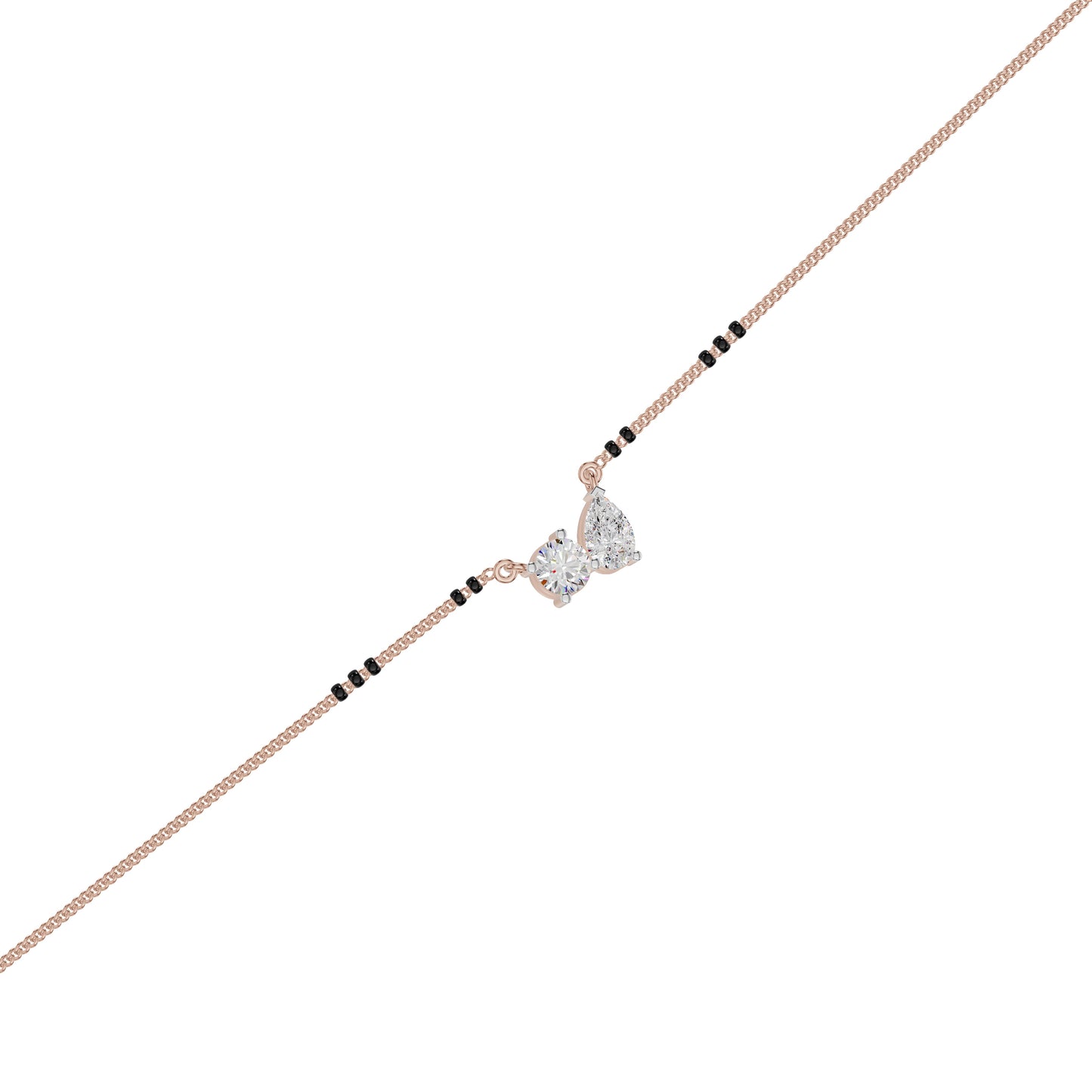 Pear & Round Solitaire Diamond Mangalsutra