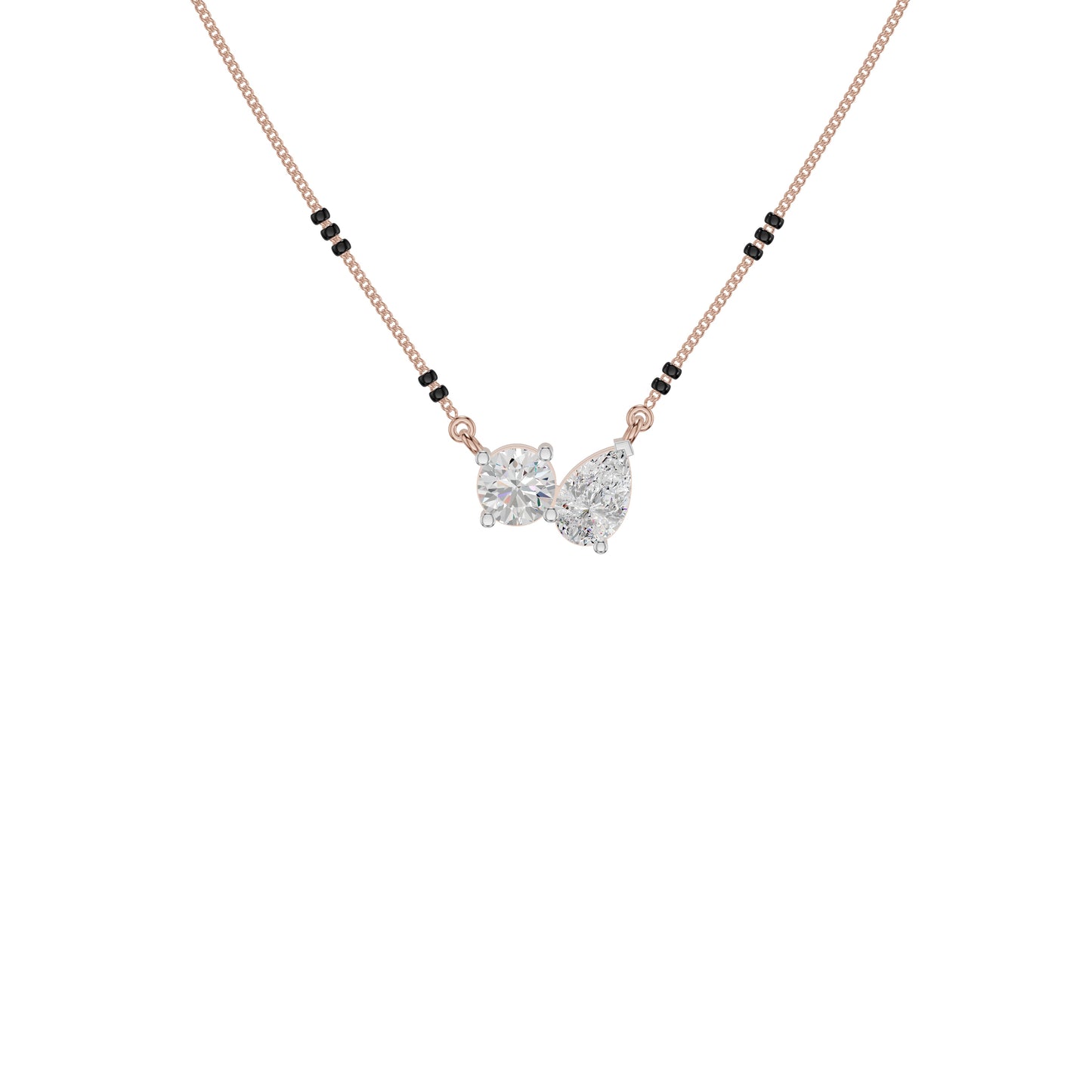 Pear & Round Solitaire Diamond Mangalsutra
