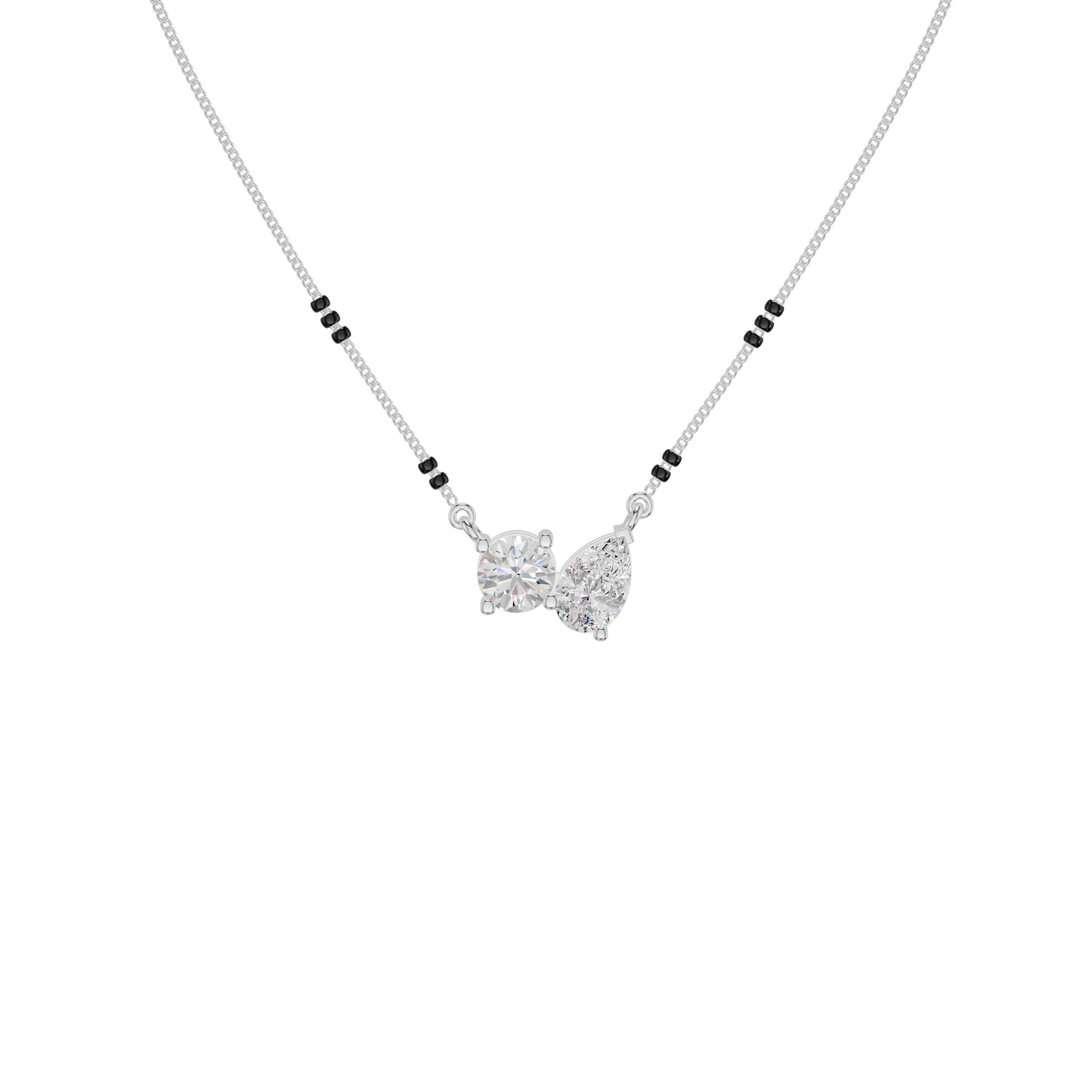 Pear & Round Solitaire Diamond Mangalsutra