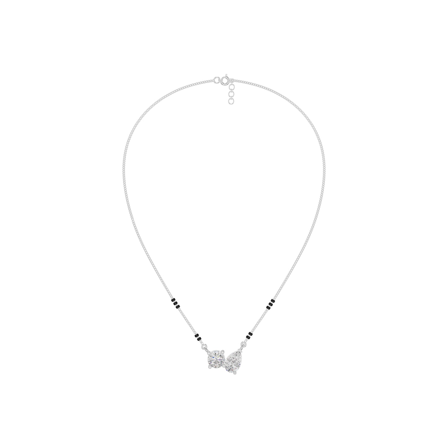 Pear & Round Solitaire Diamond Mangalsutra