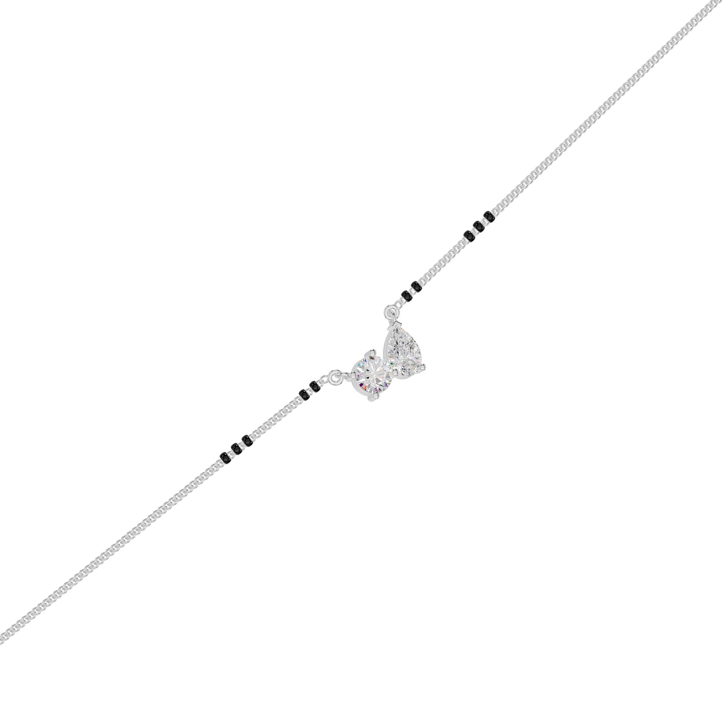Pear & Round Solitaire Diamond Mangalsutra