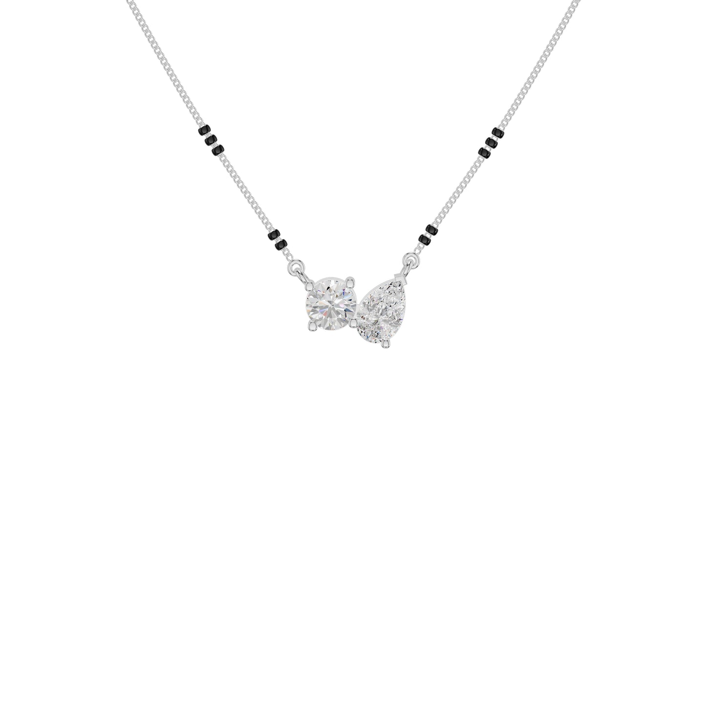 Pear & Round Solitaire Diamond Mangalsutra