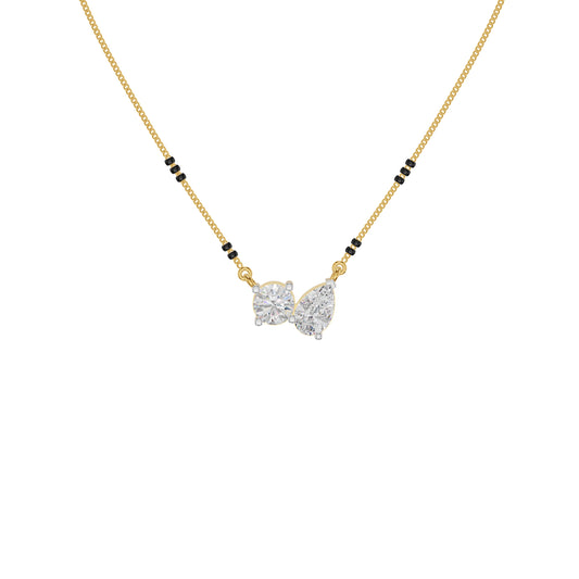 Pear & Round Solitaire Diamond Mangalsutra