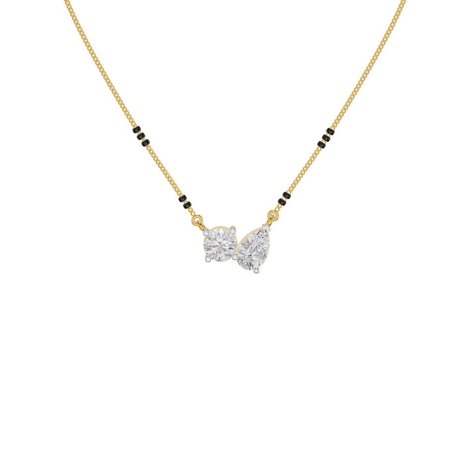 Pear & Round Solitaire Diamond Mangalsutra