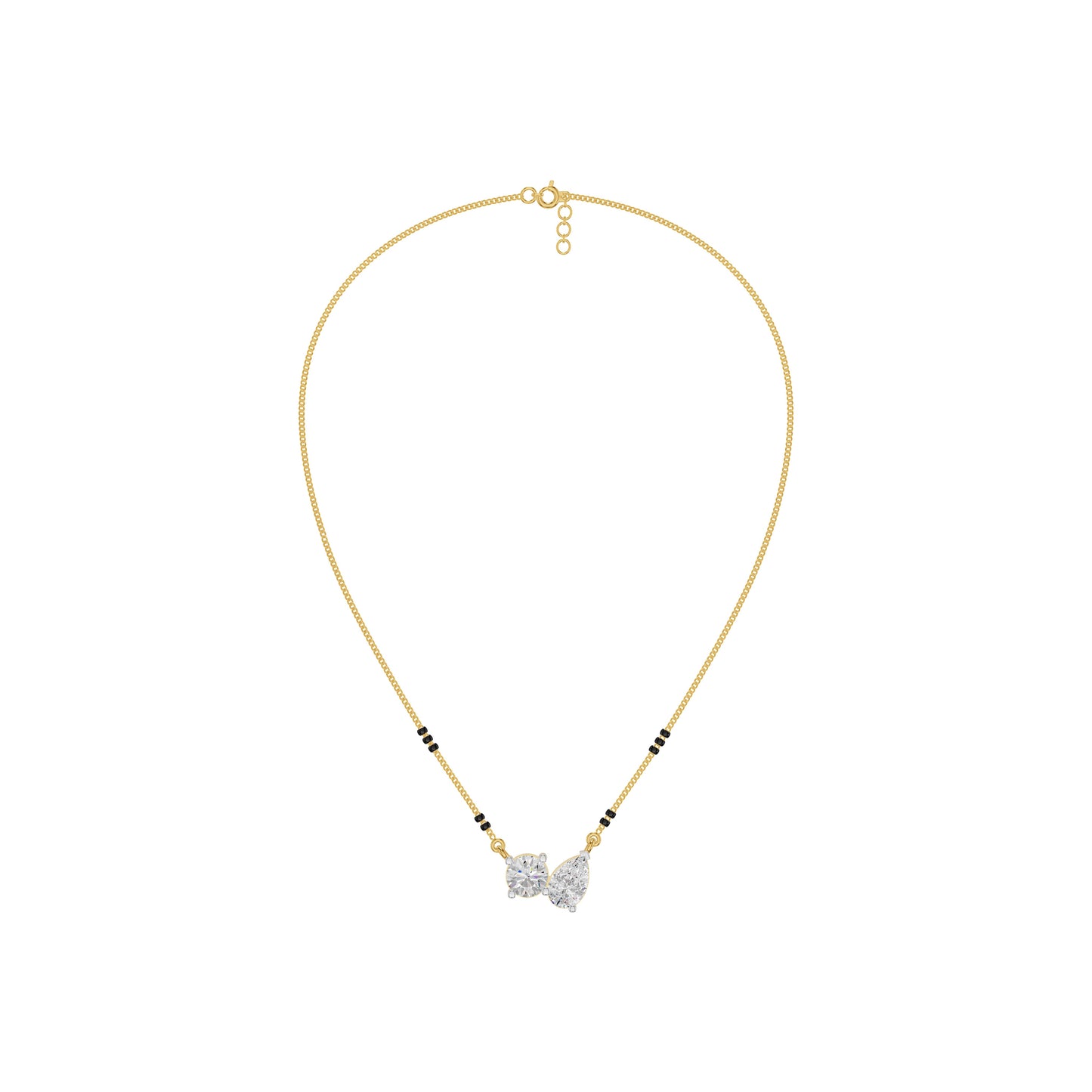 Pear & Round Solitaire Diamond Mangalsutra