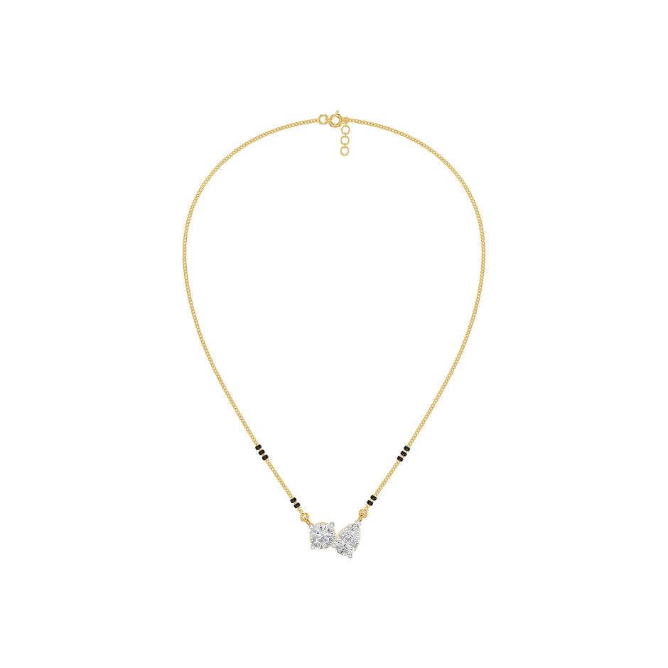 Pear & Round Solitaire Diamond Mangalsutra