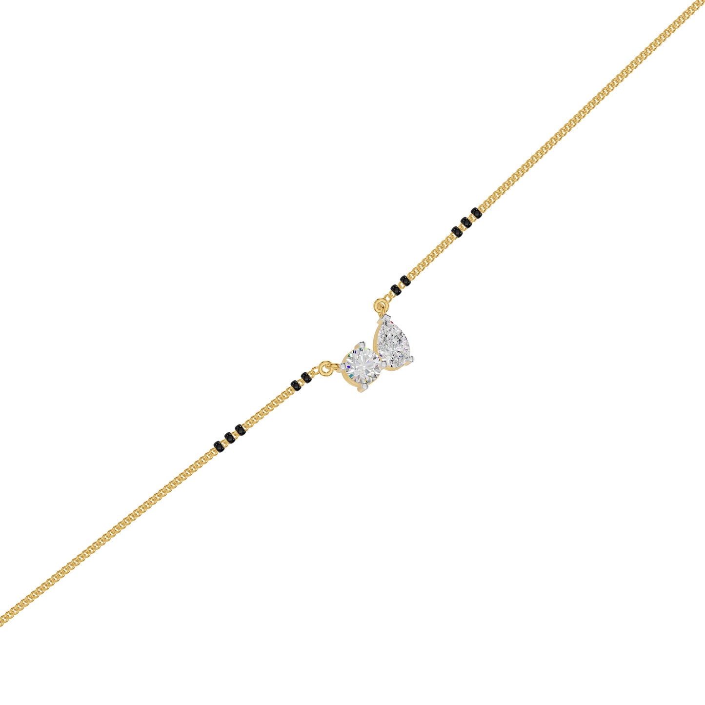 Pear & Round Solitaire Diamond Mangalsutra