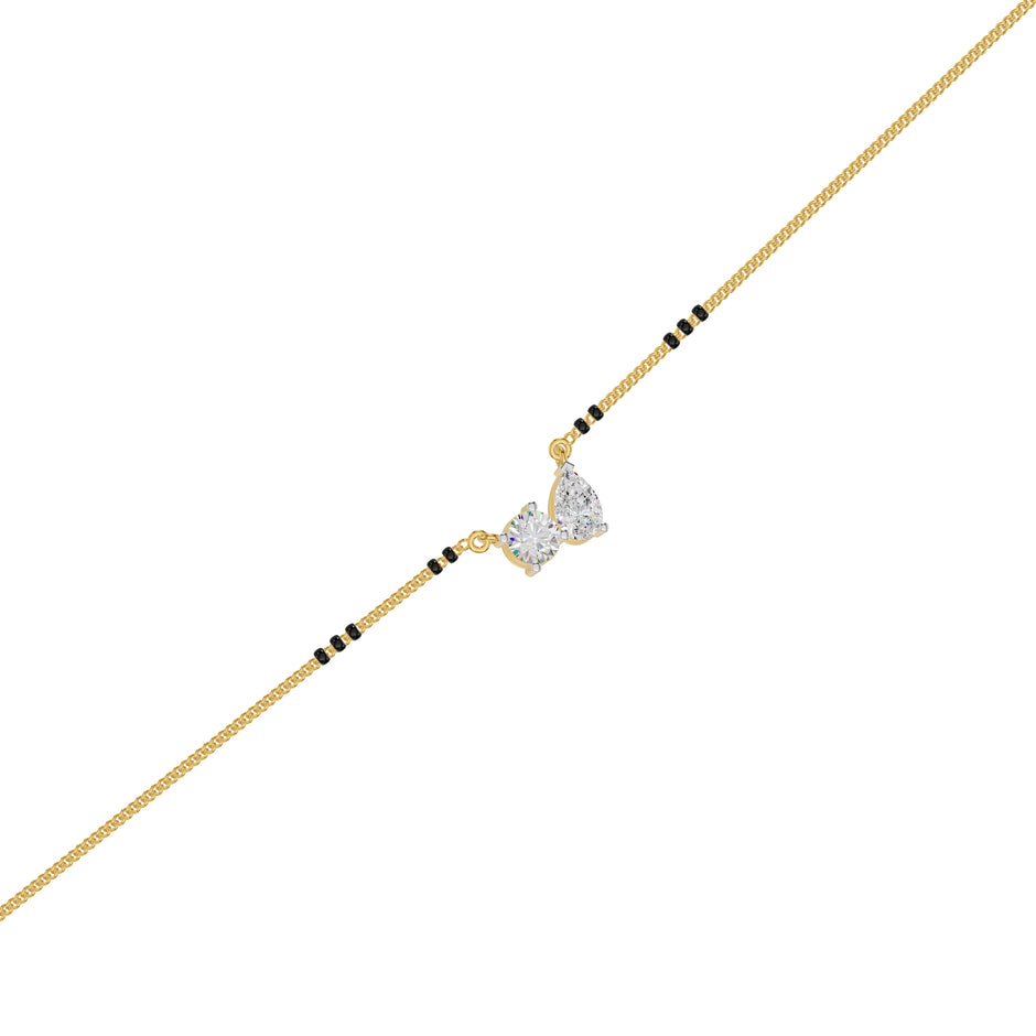 Pear & Round Solitaire Diamond Mangalsutra