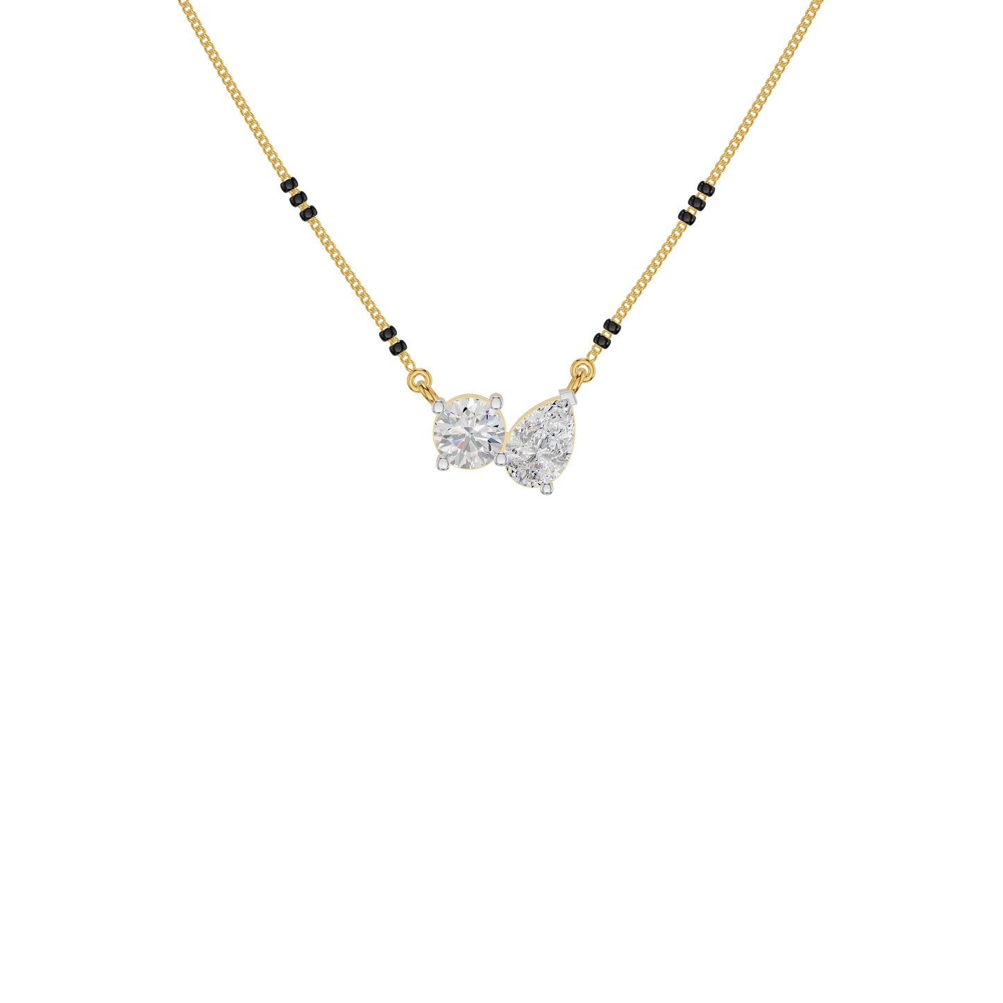 Pear & Round Solitaire Diamond Mangalsutra