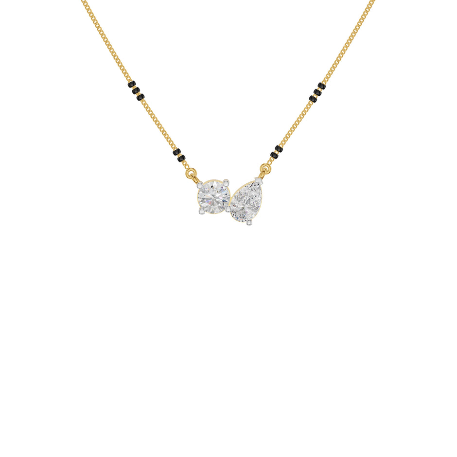 Pear & Round Solitaire Diamond Mangalsutra