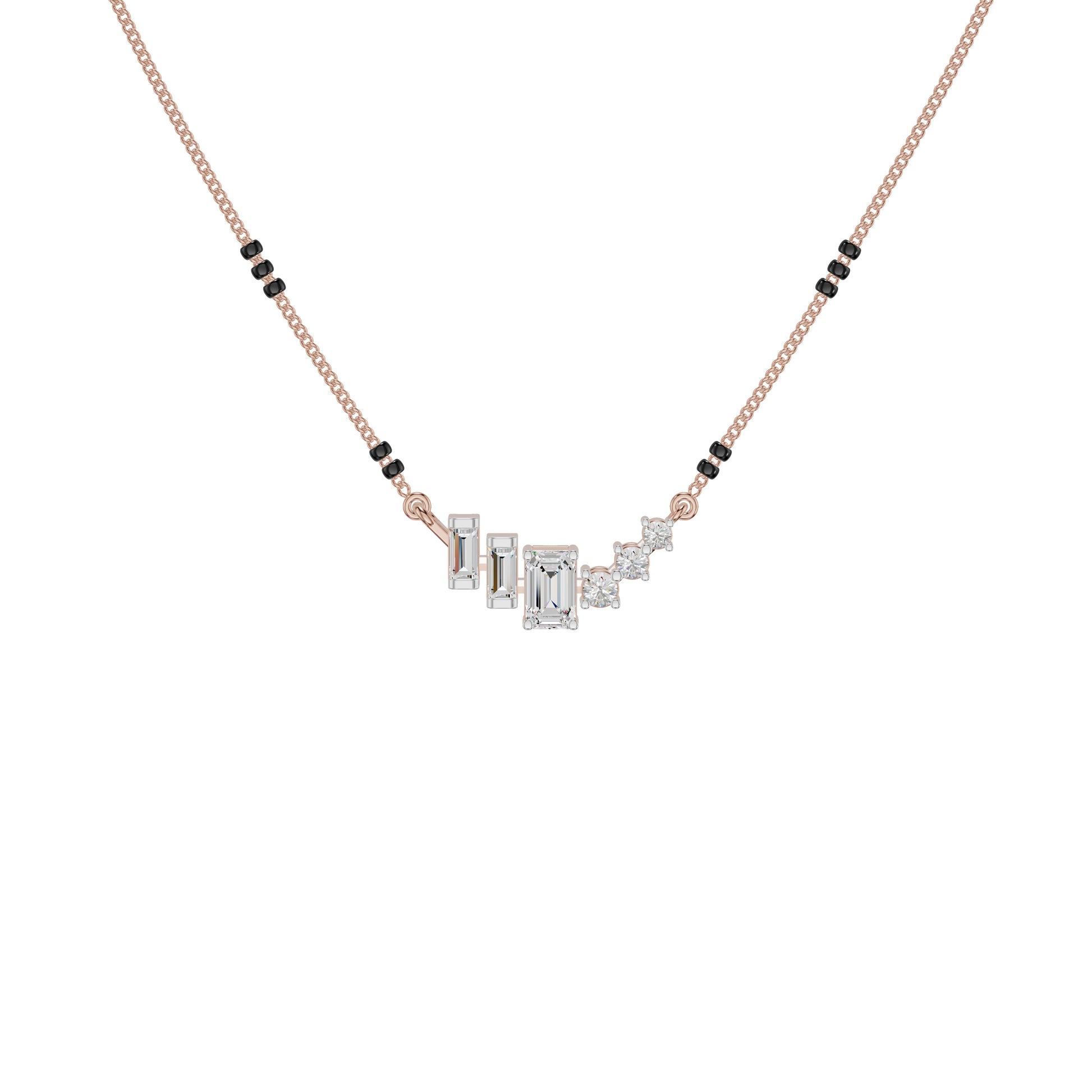 Geometric Cascade Diamond Mangalsutra 18 KT / Rose Gold