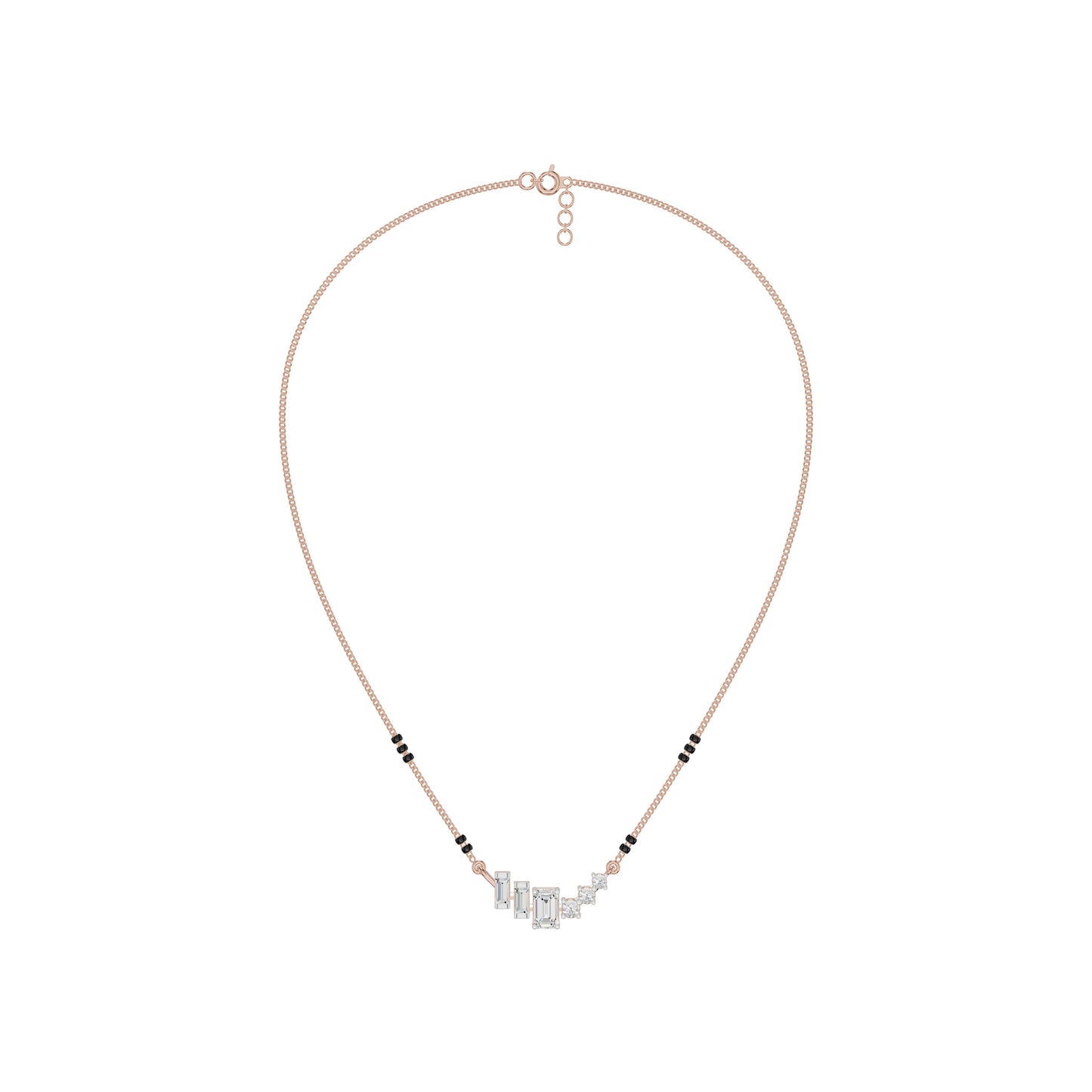 Geometric Cascade Diamond Mangalsutra 18 KT / Rose Gold