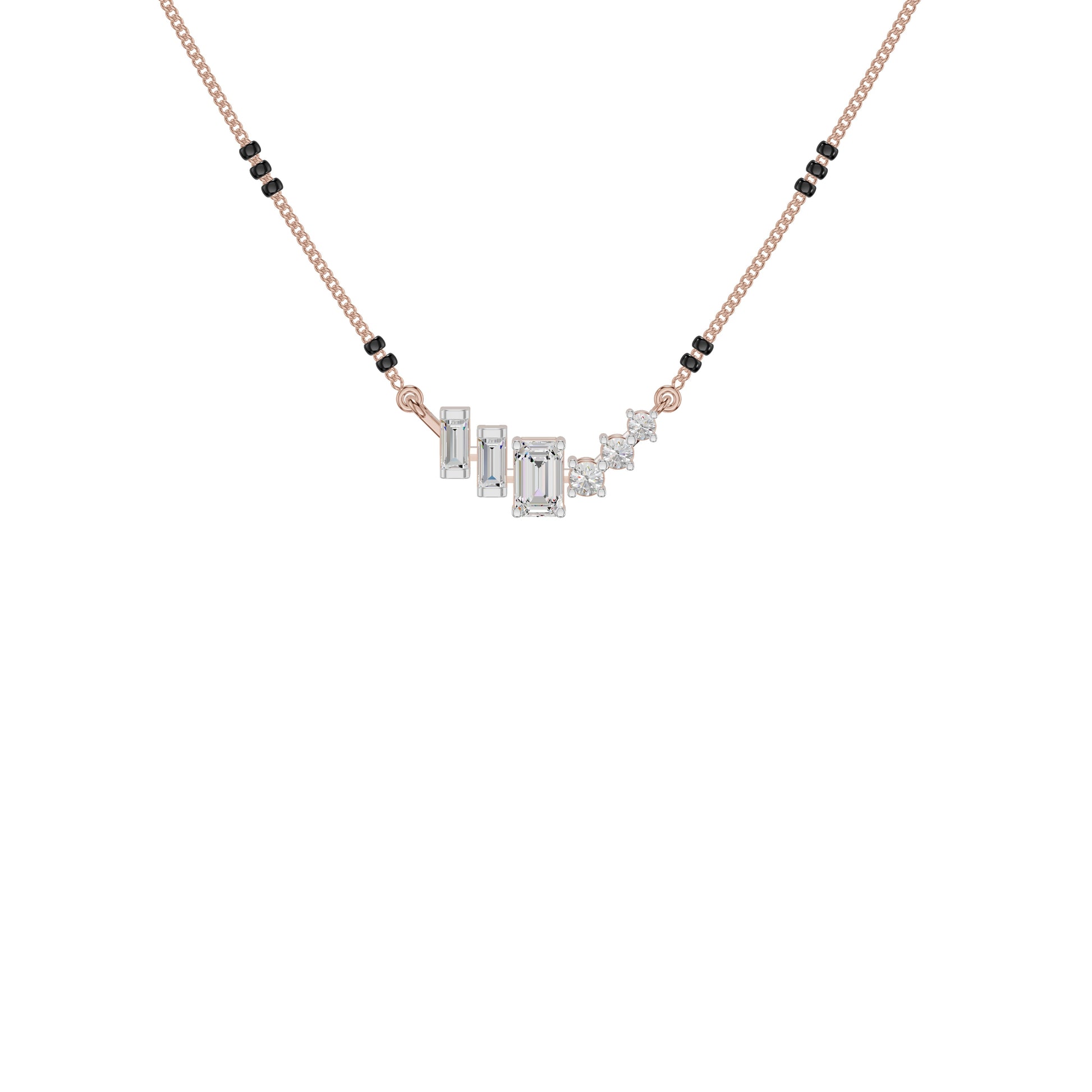 Geometric Cascade Diamond Mangalsutra 18 KT / Rose Gold