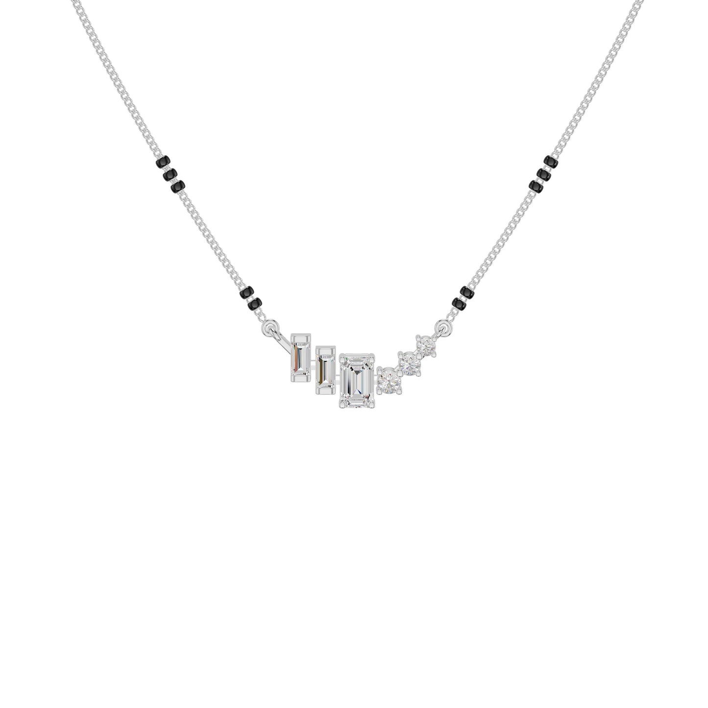 Geometric Cascade Diamond Mangalsutra 18 KT / White Gold