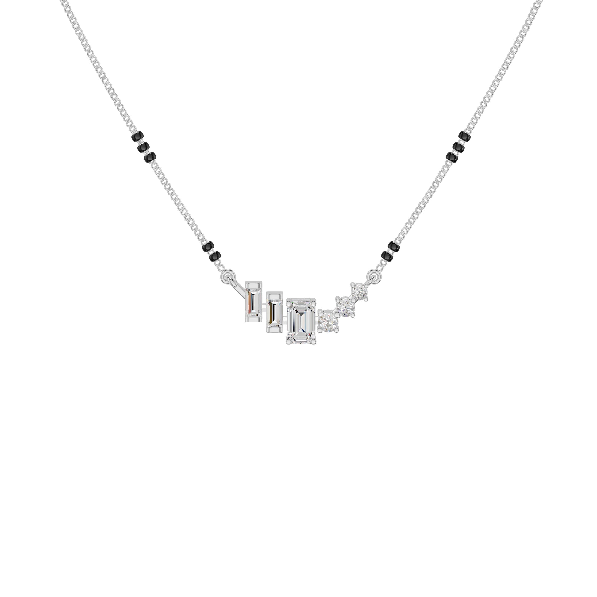 Geometric Cascade Diamond Mangalsutra 18 KT / White Gold