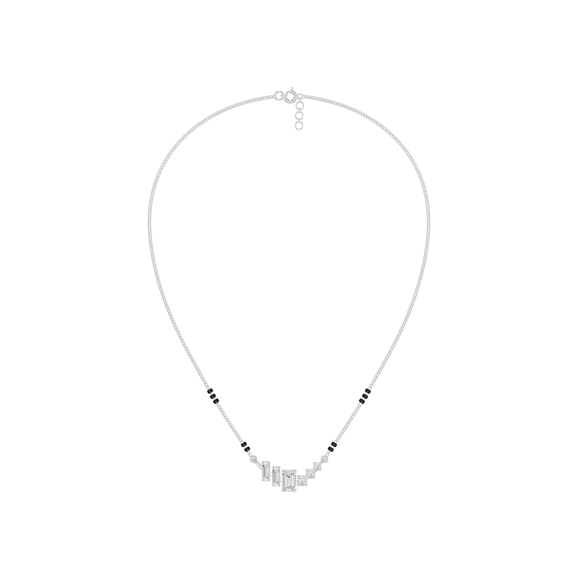 Geometric Cascade Diamond Mangalsutra 18 KT / White Gold