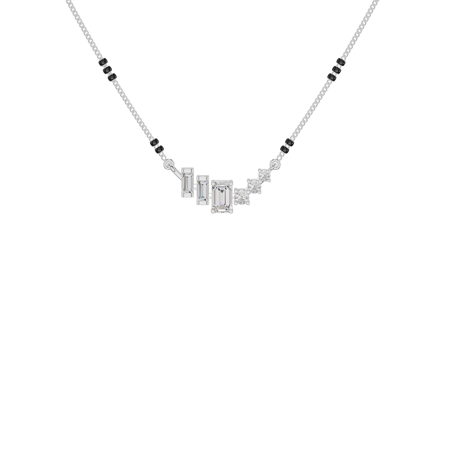 Geometric Cascade Diamond Mangalsutra 18 KT / White Gold