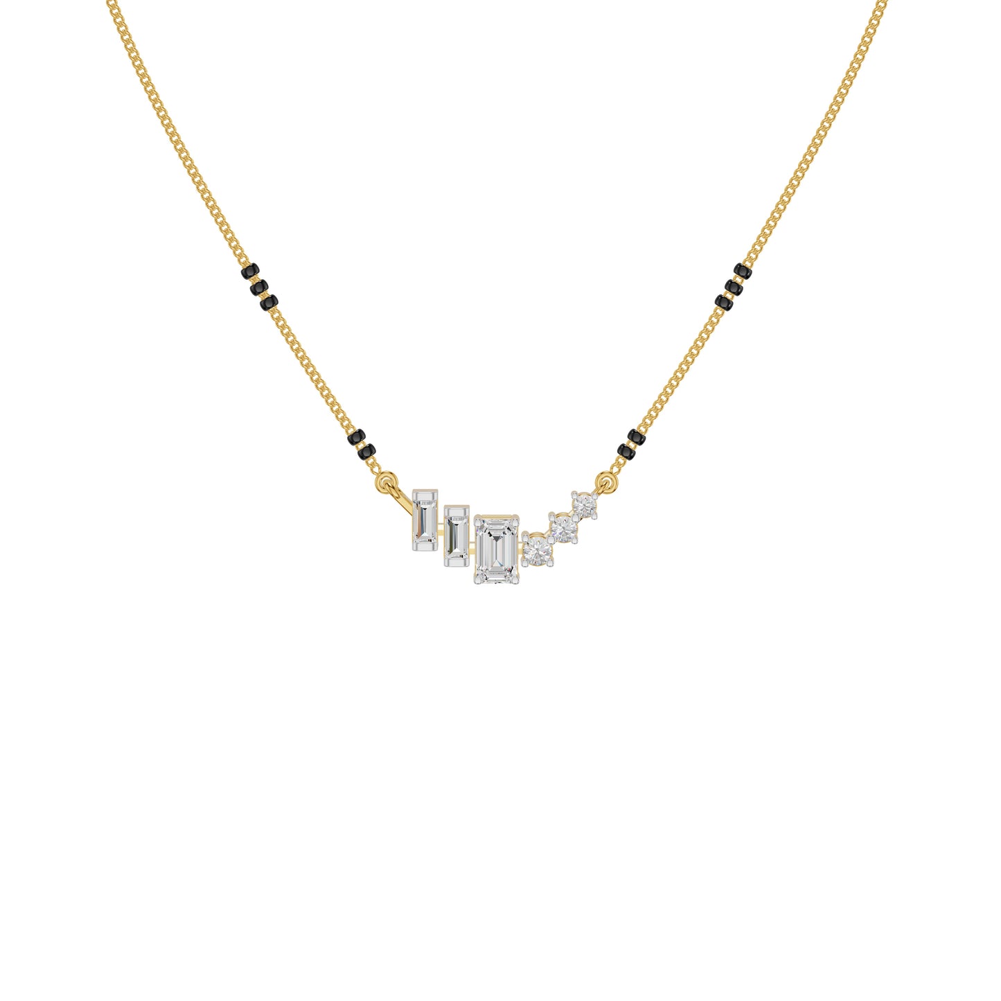 Geometric Cascade Diamond Mangalsutra 18 KT / Yellow Gold