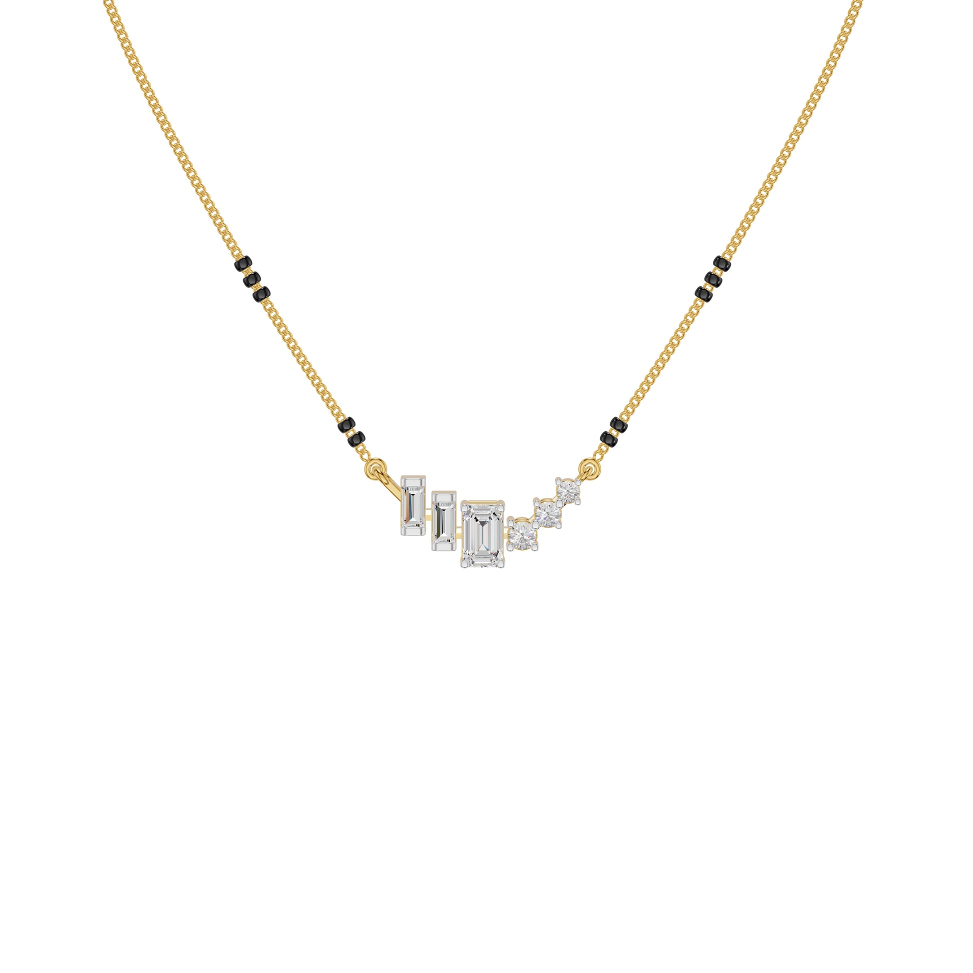 Geometric Cascade Diamond Mangalsutra 18 KT / Yellow Gold