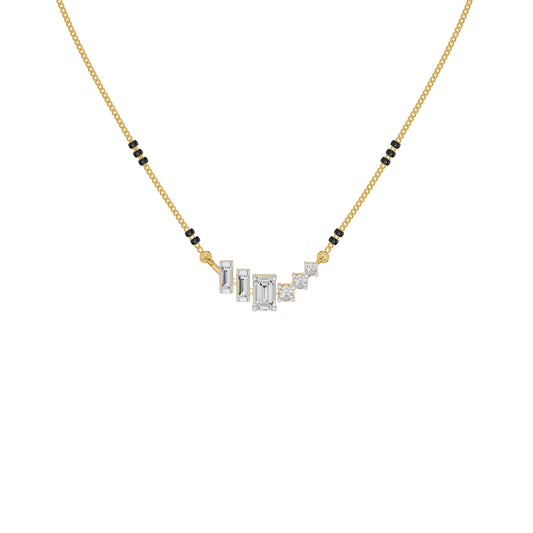 Geometric Cascade Diamond Mangalsutra 18 KT / Yellow Gold