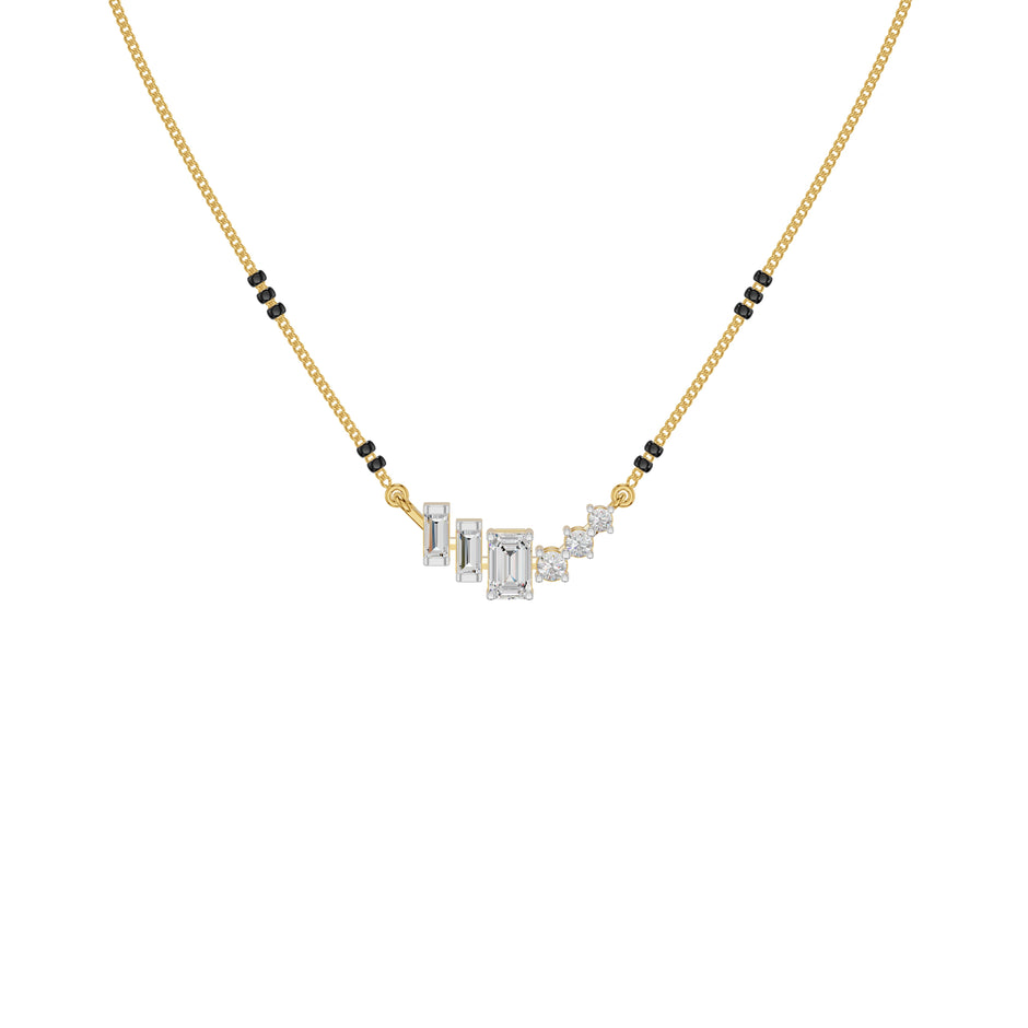 Geometric Cascade Diamond Mangalsutra 18 KT / Yellow Gold