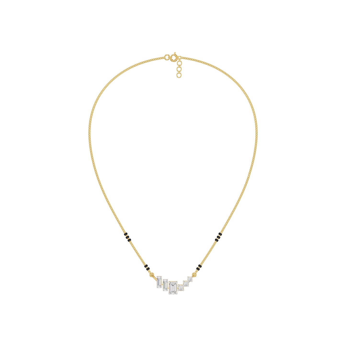Geometric Cascade Diamond Mangalsutra 18 KT / Yellow Gold