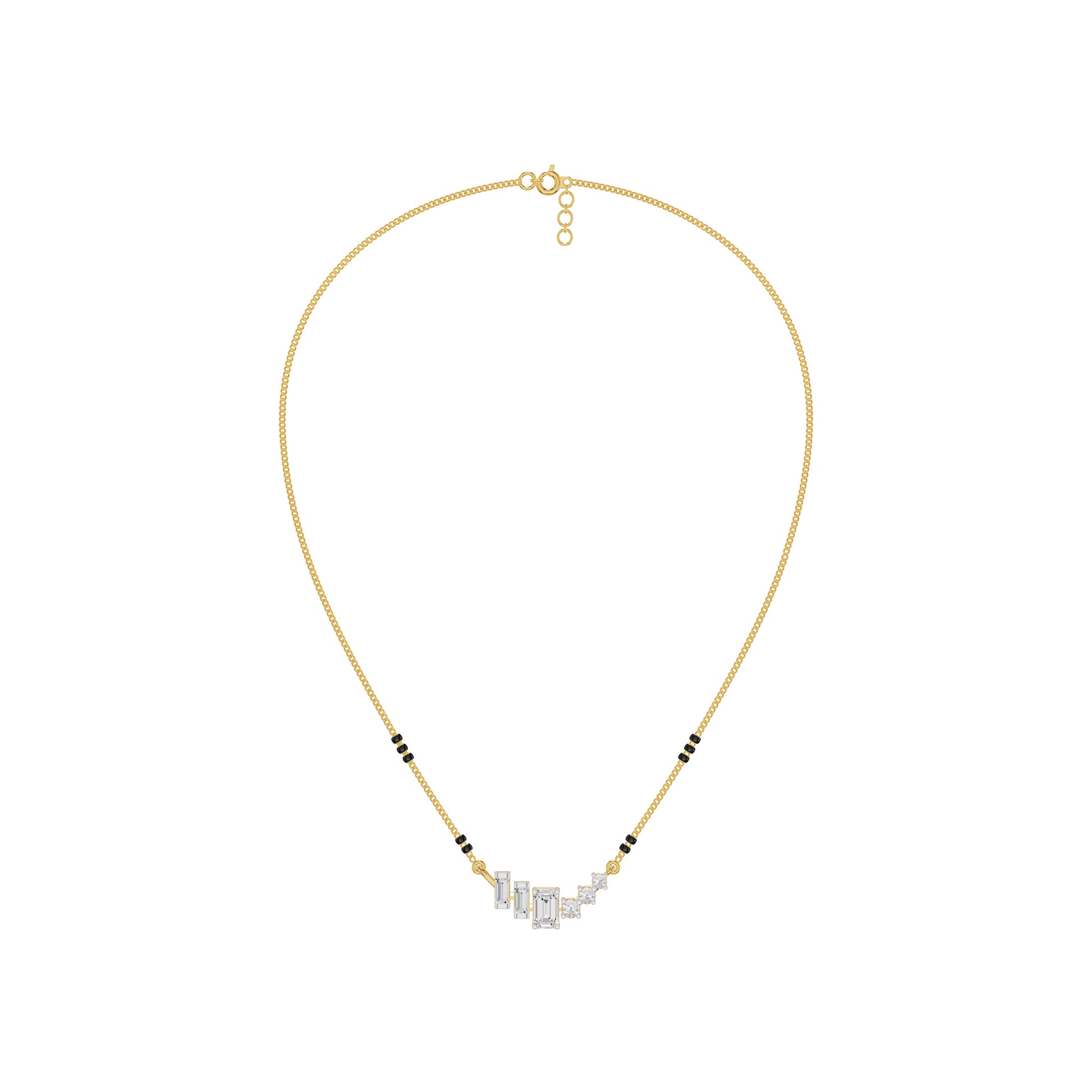 Geometric Cascade Diamond Mangalsutra 18 KT / Yellow Gold