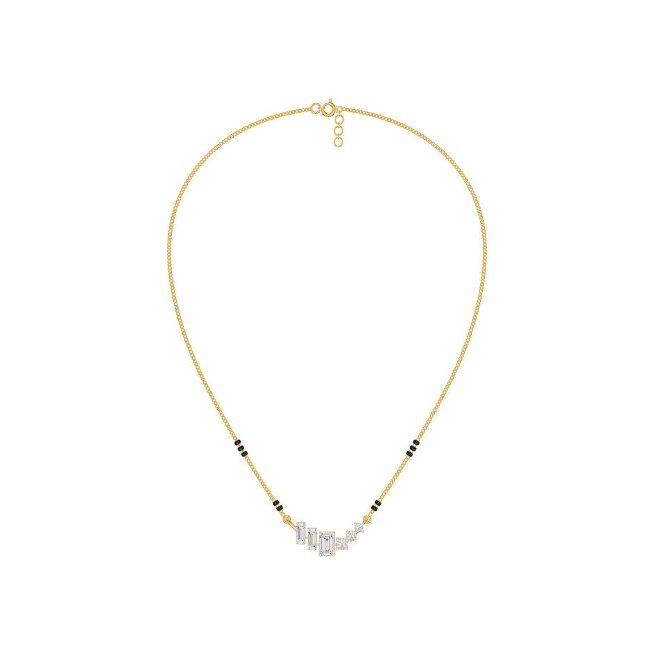 Geometric Cascade Diamond Mangalsutra 18 KT / Yellow Gold