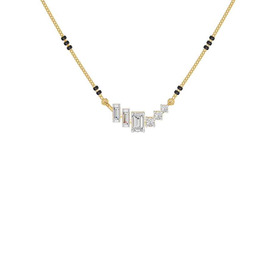 Geometric Cascade Diamond Mangalsutra 18 KT / Yellow Gold