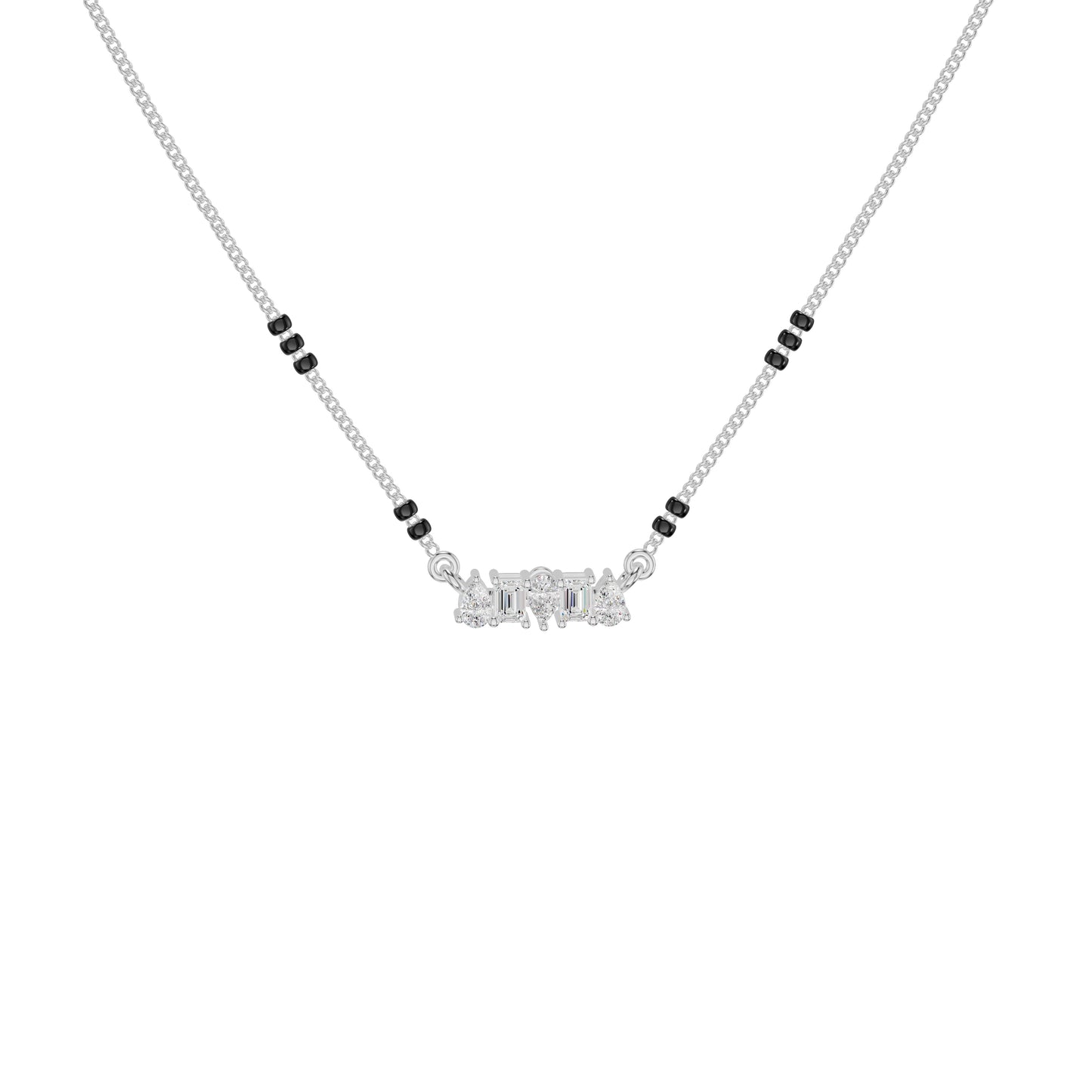 Pear & Maquise Diamond Mangalsutra 18 KT / White Gold