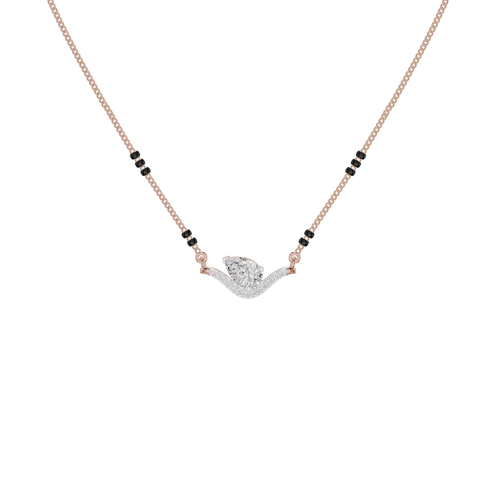 Dangling Pear V-Shaped Mangalsutra 18 KT / Rose Gold