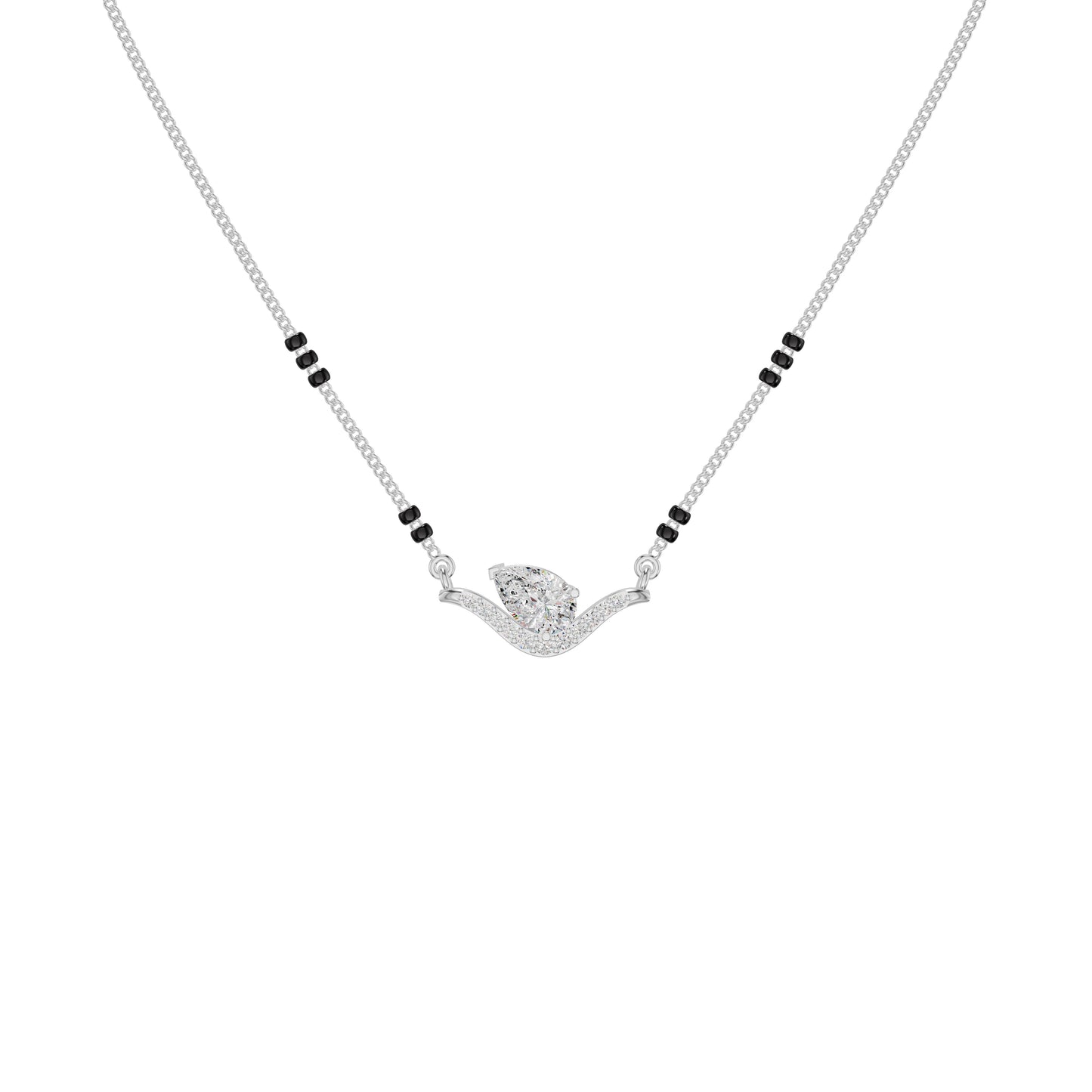 Dangling Pear V-Shaped Mangalsutra 18 KT / White Gold