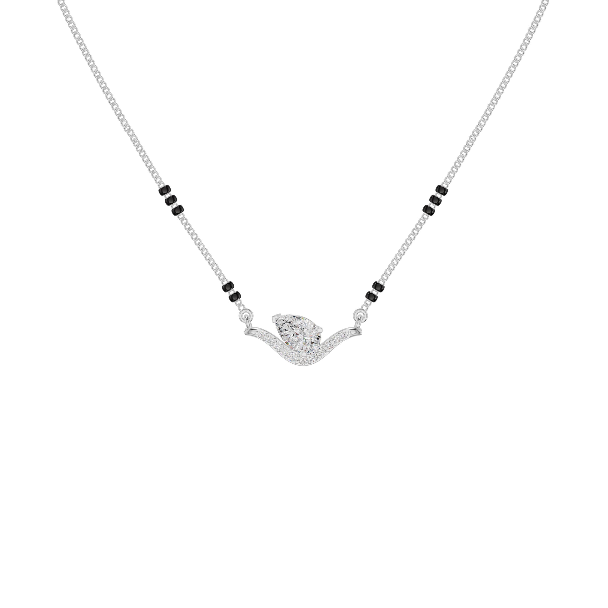 Dangling Pear V-Shaped Mangalsutra 18 KT / White Gold