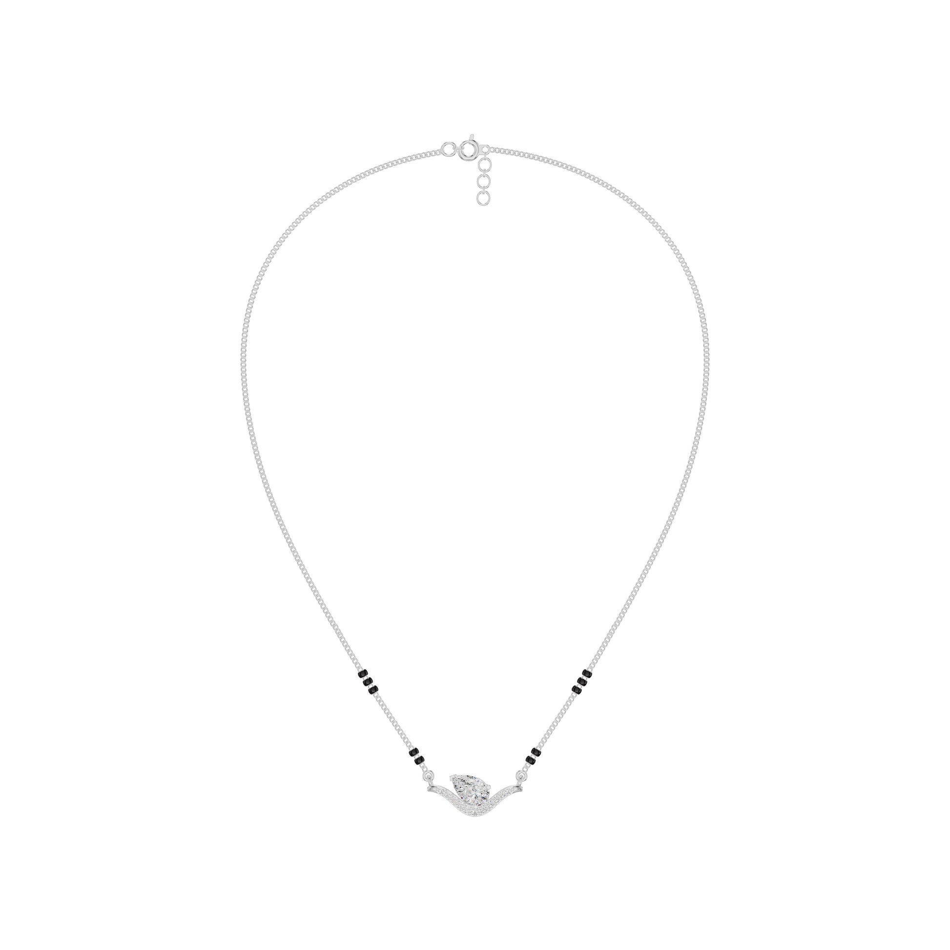Dangling Pear V-Shaped Mangalsutra 18 KT / White Gold