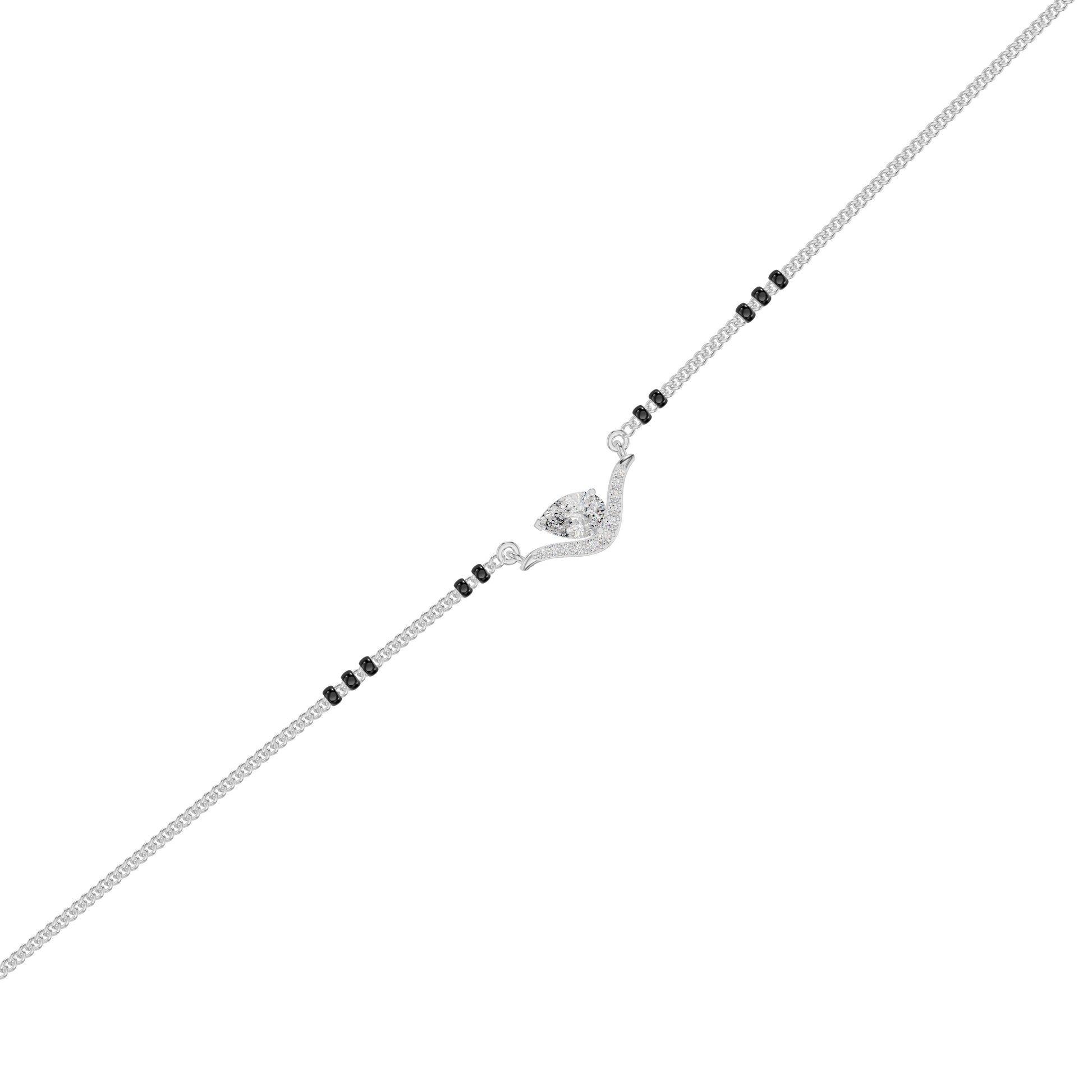 Dangling Pear V-Shaped Mangalsutra 18 KT / White Gold