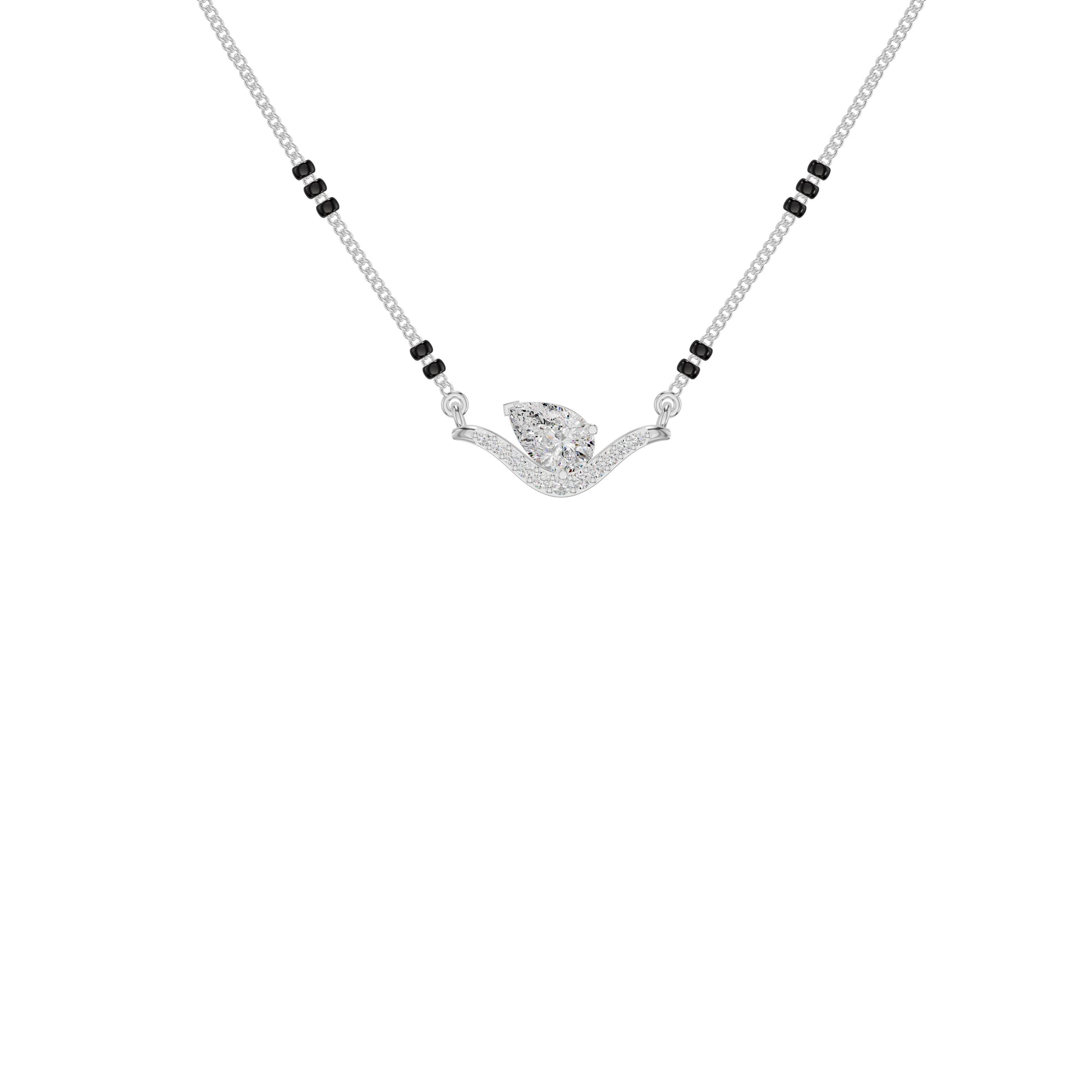 Dangling Pear V-Shaped Mangalsutra 18 KT / White Gold