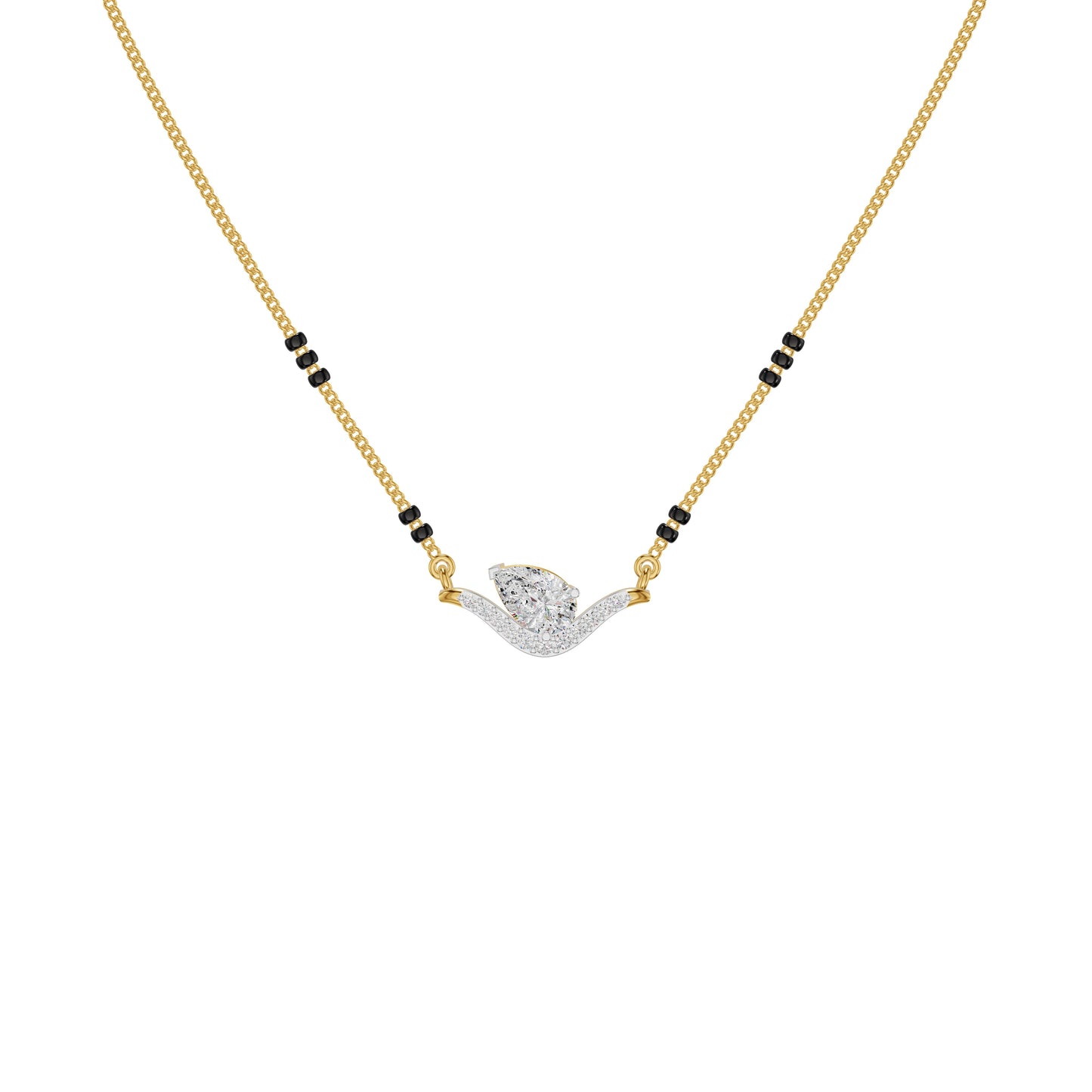 Dangling Pear V-Shaped Mangalsutra 18 KT / Yellow Gold