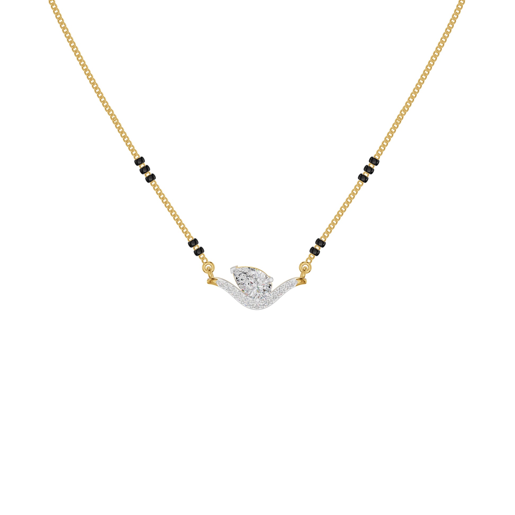 Dangling Pear V-Shaped Mangalsutra 18 KT / Yellow Gold